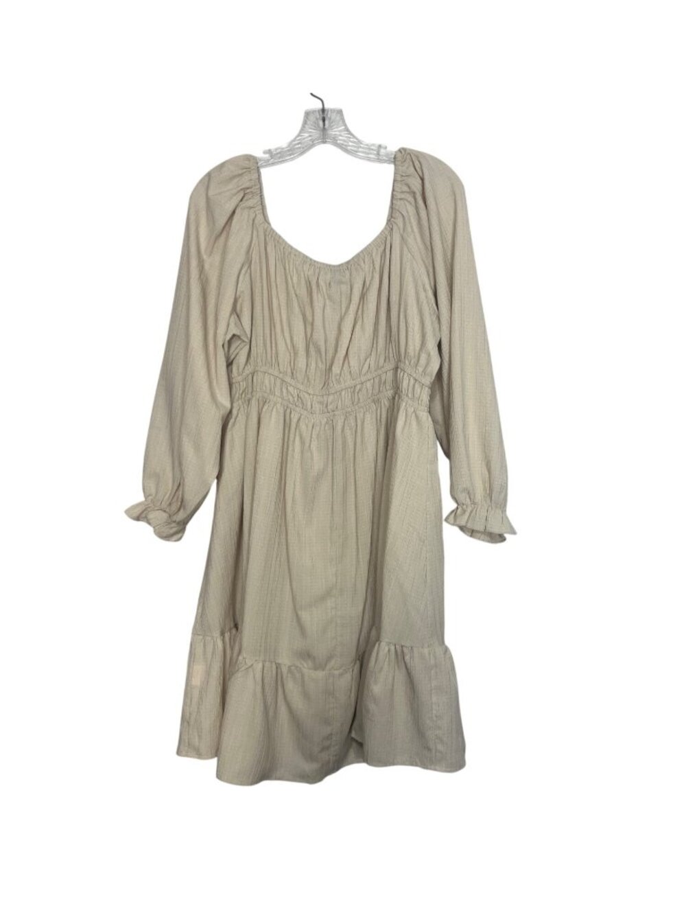 Cicidudu Long Sleeve Tiered Midi Dress 1XL Beige New WOT Cottage Core Boho - Picture 2 of 7